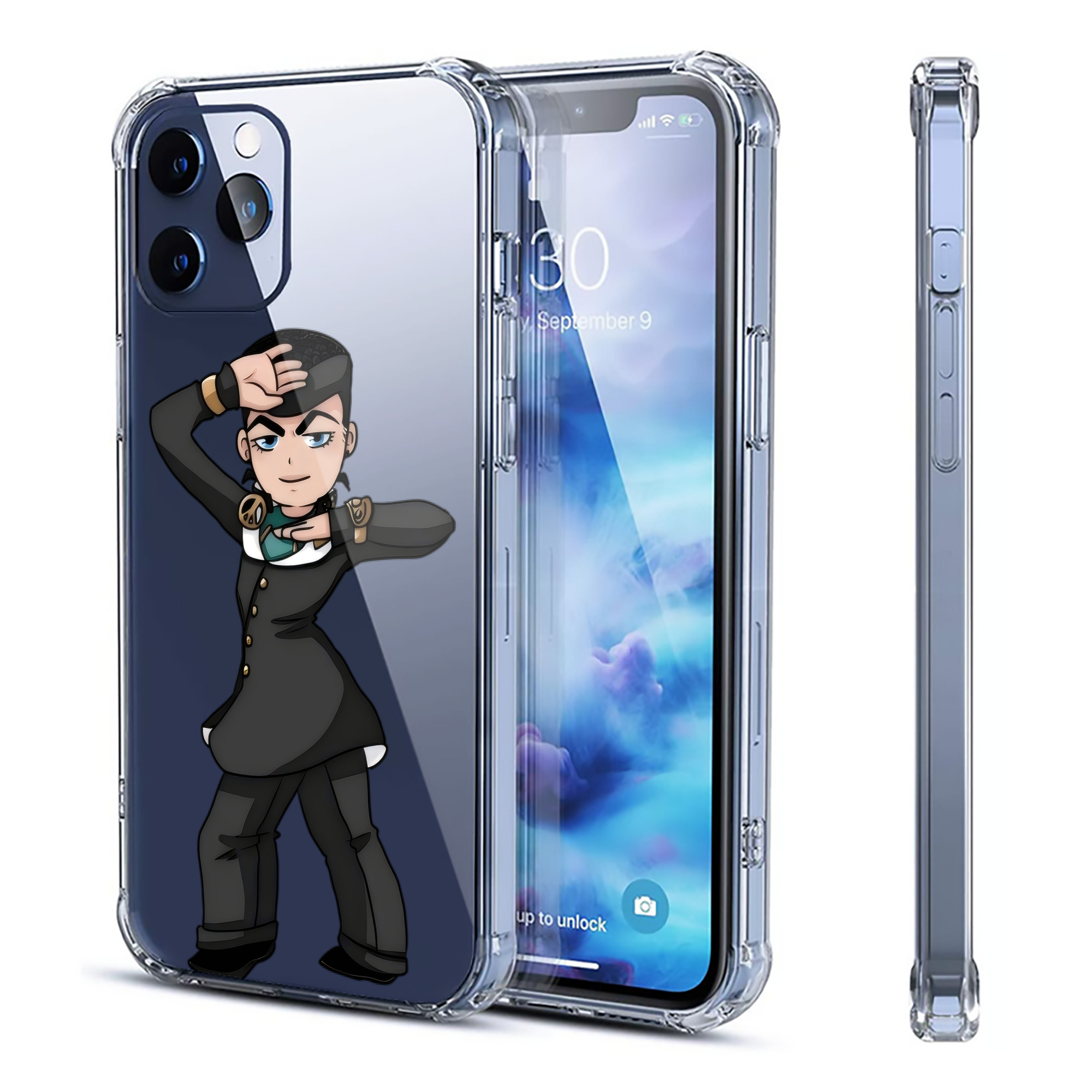（画像用） ジョジョの奇妙な冒険 ひがしかた じょうすけ JoJo's Bizarre Adventure Higashikata Josuke 【iPhone 12シリーズ対応】透明スマホケース（クリアソフトケース）